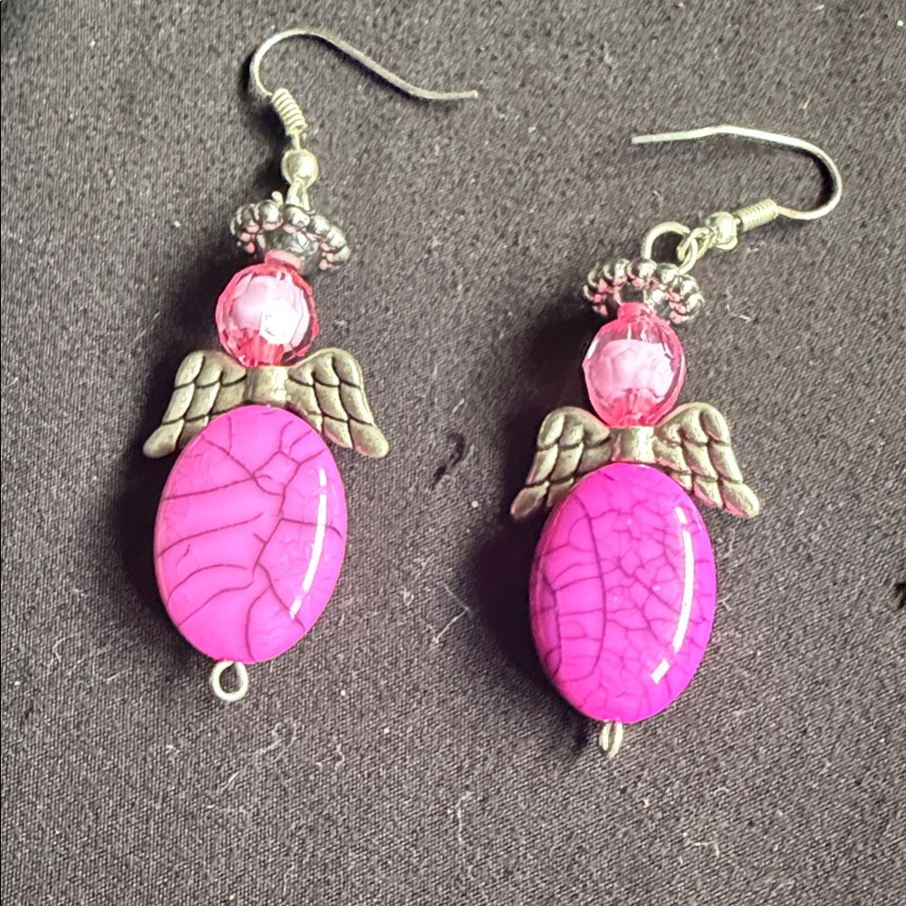 Pink Angel Wing Earrings